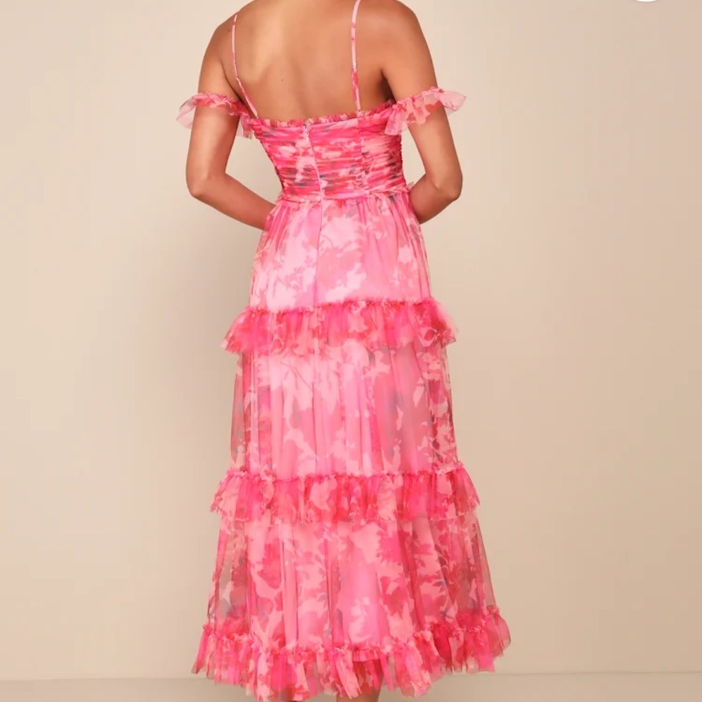 Lulu's Pink Floral Maxi Dress